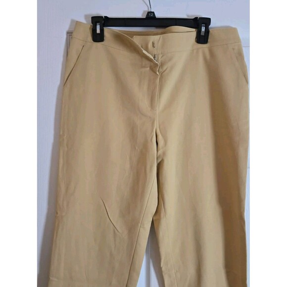 St. John Beige Khaki Silk Dress Slacks Pants Size 10 Made In USA Imported Fabric - Picture 4 of 10